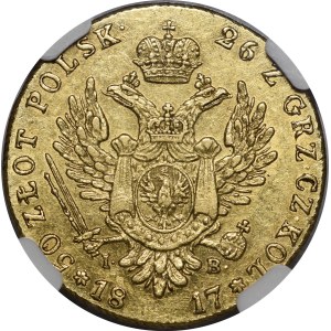 Kongresskönigreich, Alexander I., 50 Złoty 1817 IB, Warschau – selten