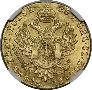Królestwo Kongresowe, Aleksander I, 50 złotych 1818 IB, Warszawa