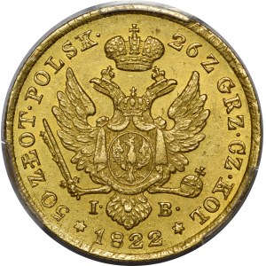 Królestwo Kongresowe, Aleksander I, 50 złotych 1822 IB, Warszawa - b. rzadkie
