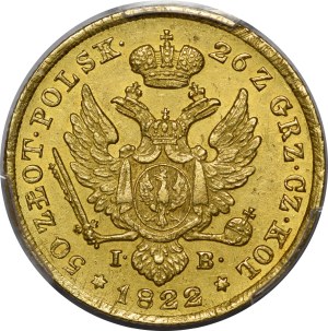 Królestwo Kongresowe, Aleksander I, 50 złotych 1822 IB, Warszawa - b. rzadkie
