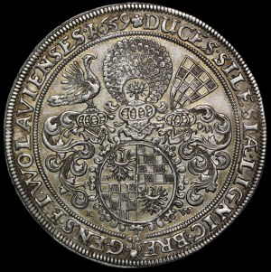 Śląsk - Księstwo legnicko-brzesko-wołowskie, Trzej bracia, Talar 1659 EW, Brzeg - b. rzadki i b. ładny