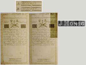 Para 2 x 10 złotych 1794 - NUMERACJA KOLEJNA - A 33493 / B 33494 - filigran [J HONIG]