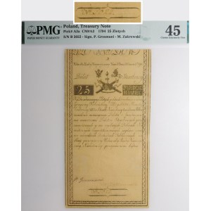 25 złotych 1794 - seria B - niski numer - PIĘKNY