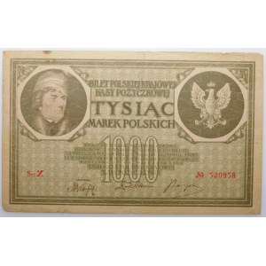1000 marek polskich 17.05.1919 - rzadka seria X - zastępcza(?)