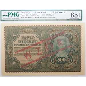 500 poľských mariek z roku 1919 – neskorší dopis „WZÓR“ – tzv. „Kamińskiho vzor“