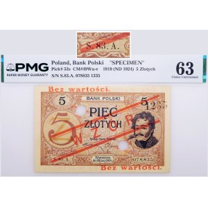 5 złotych 1919 - seria S. 83. A. - nr 1235 - WZÓR. - jeden z 6 znanych - PIĘKNY