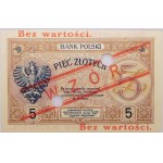 5 złotych 1919 - seria S. 83. A. - nr 1235 - WZÓR. - jeden z 6 znanych - PIĘKNY