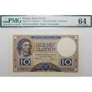 10 zlotých 1919 – séria S. 3. A. – klauzula na liliovom pozadí – KRÁSNY