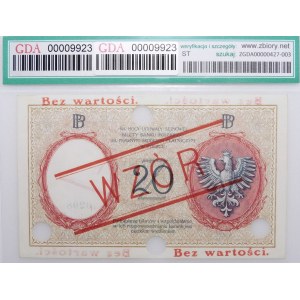 20 zlotych, 1919 – Series A.12 – No. 0298 – PROTOTYPE – one of 4 known