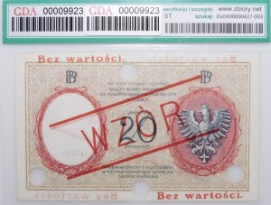 20 złotych 1919 - seria A.12 - nr 0298 - WZÓR - jeden z 4 znanych