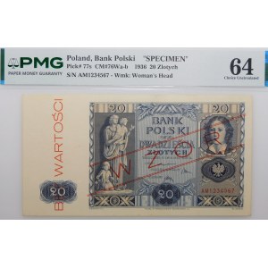 20 złotych 1936 - seria AM - oryginalny WZÓR z epoki - ŁADNY
