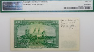 10 złotych 1939 - seria A 000000 - druk próbny - adnotacje K. Chybińskiego