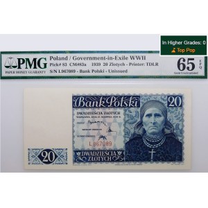 20 zlotys 1939 - série L - impression TDLR - MAGNIFIQUE