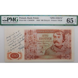 100 zlotych, 1939 – proof – annotations by K. Chybiński