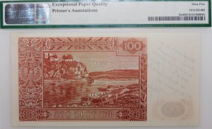 100 złotych 1939 - druk próbny - adnotacje K. Chybińskiego