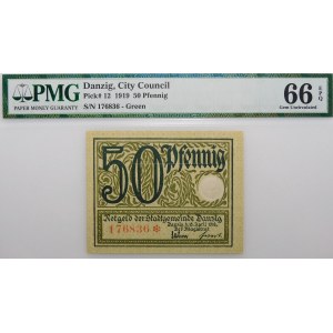 Gdańsk - 50 pfennigs, 1919 - green - BEAUTIFUL