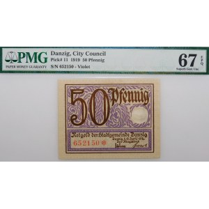 Gdańsk - 50 fenigów 1919 - fioletowy - PIĘKNY