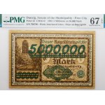 Gdańsk - 50,000 marks - green overprint for 5 million marks, 1923 - BEAUTIFUL