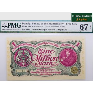 Gdańsk - 1 million marks, 1923 - 5-digit serial number ❉ - rotated asterisk