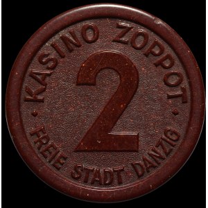 KASYNO ZOPPOT (SOPOT) - żeton 2 guldeny - (po 1932) - litery cieńsze