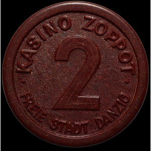 CASINO DE ZOPPOT (SOPOT) - jeton de 2 gulden - (après 1932) - lettres plus épaisses