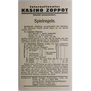 CASINO DE ZOPPOT (SOPOT) - Dépliant d'information sur la roulette et le baccara (en allemand)