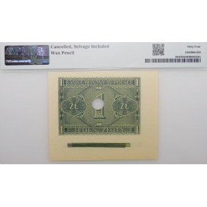 1 złoty 1941 - destrukt - szeroki margines z paserami drukarskimi