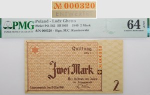 Getto łódzkie - 2 marki 1940 - No 000121 - ENTWERTET - RZADKI