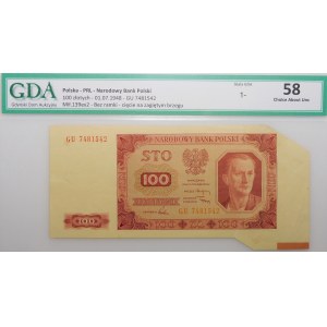 100 zlotych, 1948 – GU series – DESTRUKT – the so-called “butterfly”