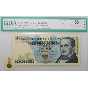 100.000 Złoty 1990 – Serie AB – DESTRUKT – der sogenannte „Schmetterling“