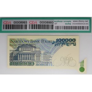 100.000 Złoty 1990 – Serie AB – DESTRUKT – der sogenannte „Schmetterling“