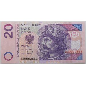 20 zlotých 1994 – séria AA – prvá séria