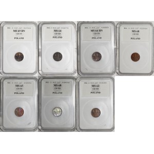 Set mit 7 x 1 Groschen, verschiedene Jahrgänge