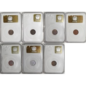 Set mit 7 x 1 Groschen, verschiedene Jahrgänge
