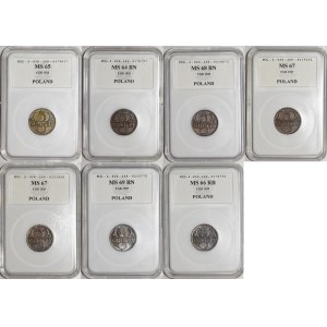 Set mit 7 x 5 Groszy aus verschiedenen Prägejahren