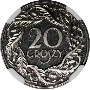 1923 20 groszy Trial Coin - MIRROR FINISH, Type II