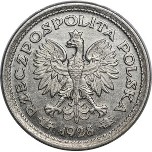 Probeprägung 1 Złoty 1928 – ohne Aufschrift „Probe“ – NICKEL