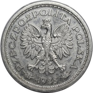 Probestück 1 Złoty 1928 – Aufschrift „Probe“ – NICKEL