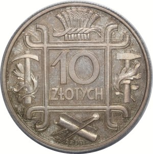 PRÓBA 10 złotych Klamry 1934 - SREBRO - LUSTRZANA