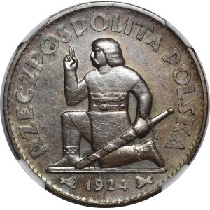 Zkušební mince 50 zlotých „Klečící rytíř“ z roku 1924 – MĚĎ
