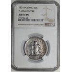 Zkušební mince 50 zlotých „Klečící rytíř“ z roku 1924 – MĚĎ