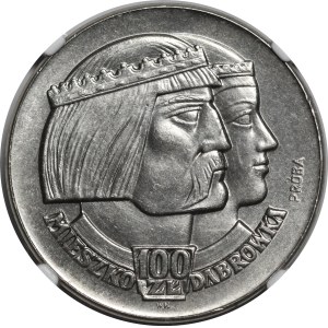 100 zlotych Nickel Trial Coin, 1960: Mieszko and Dąbrówka—heads, with the denomination below them / large eagle