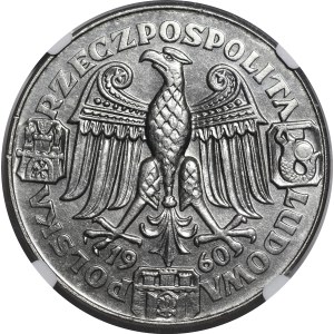 100 zlotych Nickel Trial Coin, 1960: Mieszko and Dąbrówka—heads, with the denomination below them / large eagle
