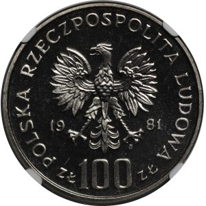 100 zlotych Nickel Trial Coin, 1981, Władysław Sikorski—Head Facing Forward