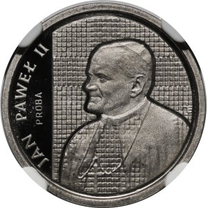 PRÓBA NIKIEL 1000 złotych 1989 Jan Paweł II - popiersie na tle kratki