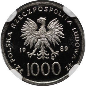 PRÓBA NIKIEL 1000 złotych 1989 Jan Paweł II - popiersie na tle kratki