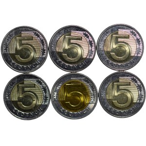 Zestaw 5 x 5 złotych 2009 i 1 x 5 złotych 2010