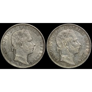 Austria, Franz Joseph I (1848–1908), Set of 2 × 1 florin (1858) and 1 florin (1861)