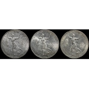 Austria, Franz Joseph I (1848–1908), Set of 3 x 5 crowns, 1908, Vienna
