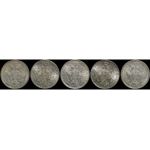 Austria, Franz Joseph I (1848–1908), Set of 5 x 1 florin, various years